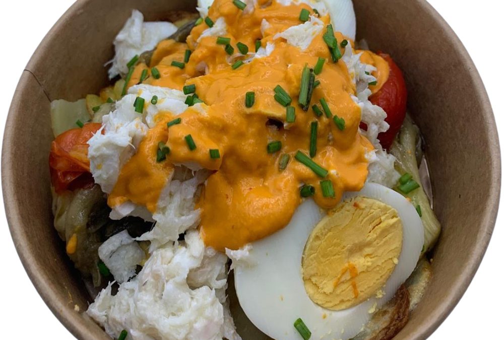 Timbal de patata con escalivada