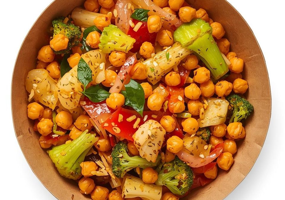 Salteado de verduras con garbanzos