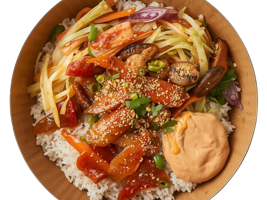 Salteado oriental de col y shitake .