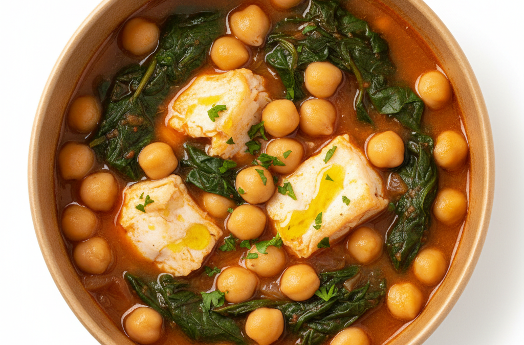 Guiso de garbanzos con espinacas y bacalao