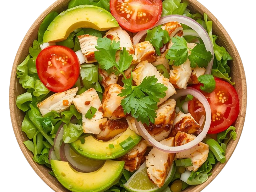 Ensalada de verdes frescos, aguacate