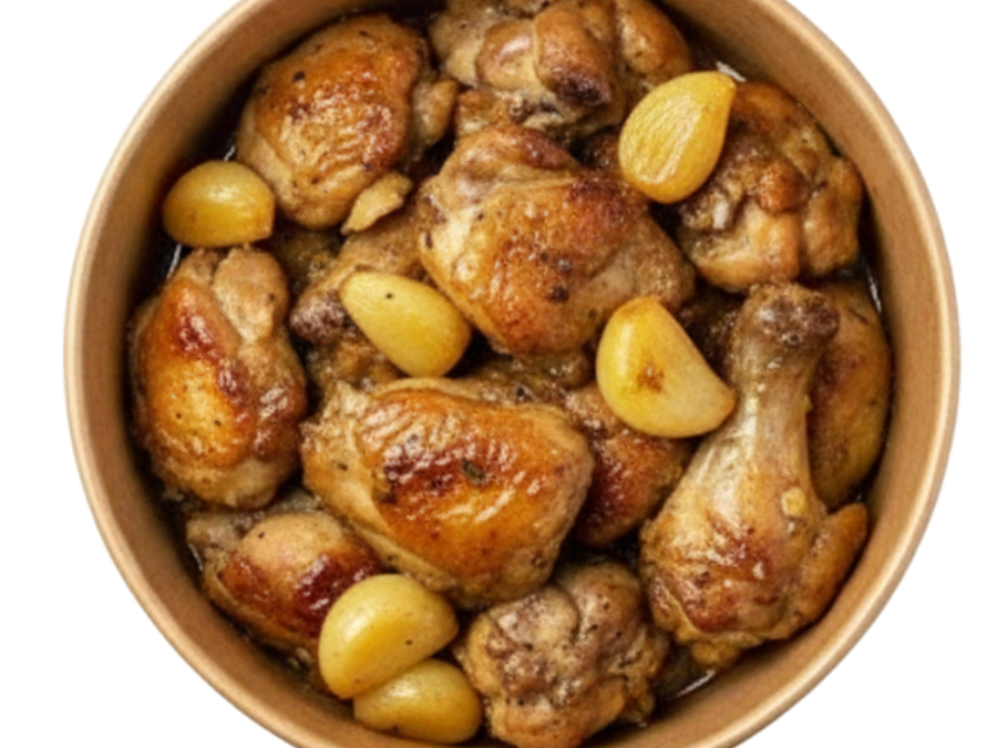 Pollo al ajillo con patatas