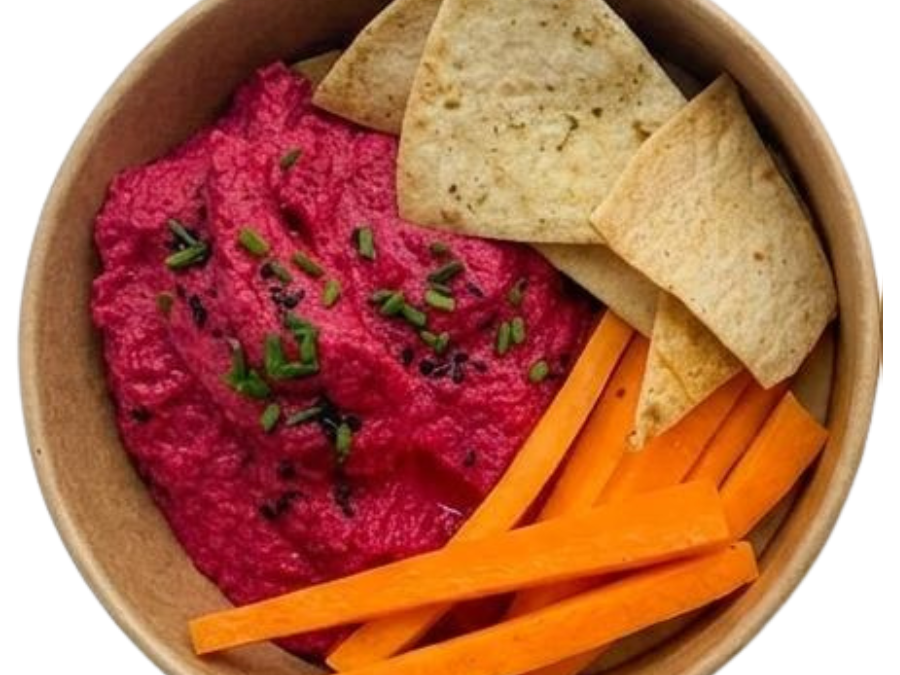 Hummus de remolacha con pan de pita especiado