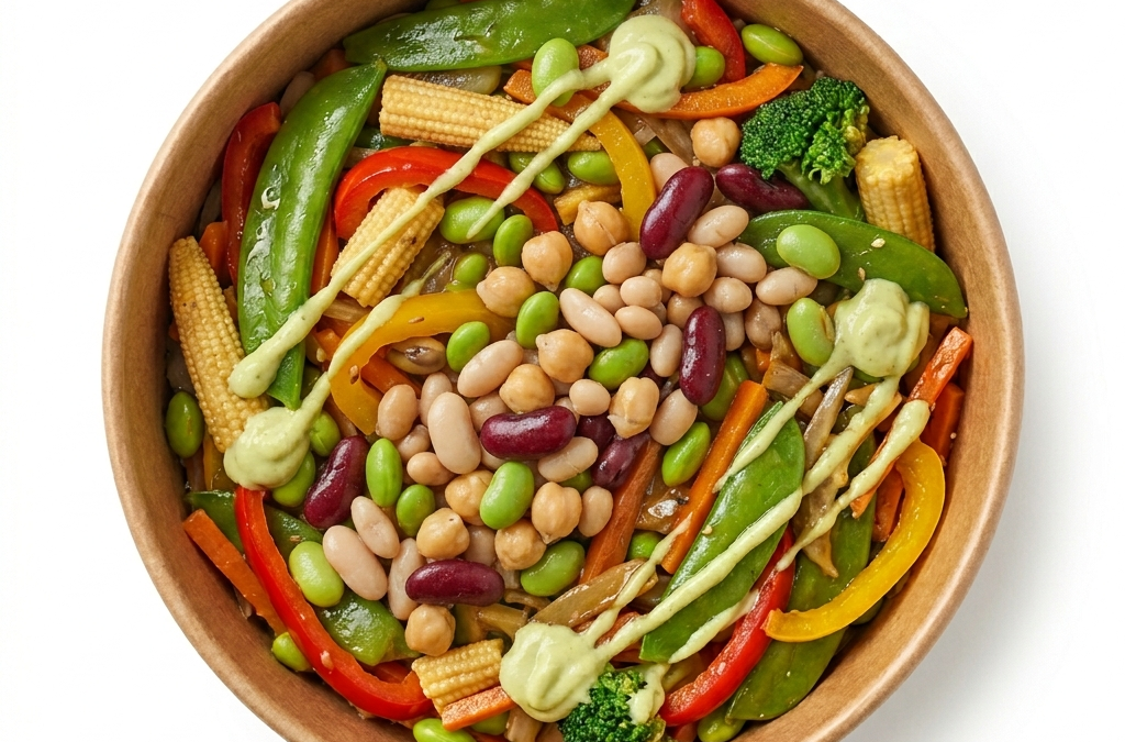 Salteado Oriental de verduras con legumbres