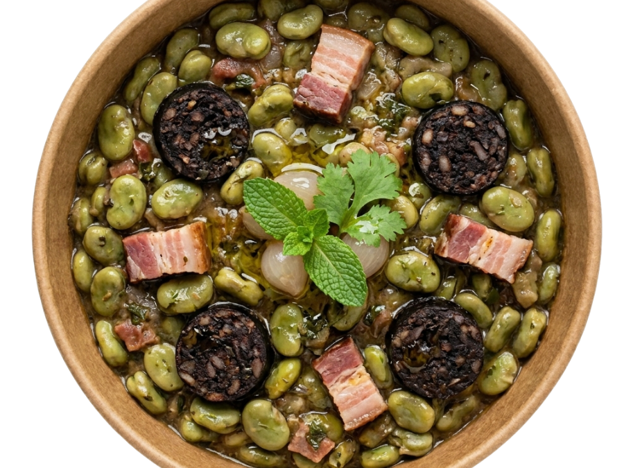 Guiso de habitas con butifarra negra