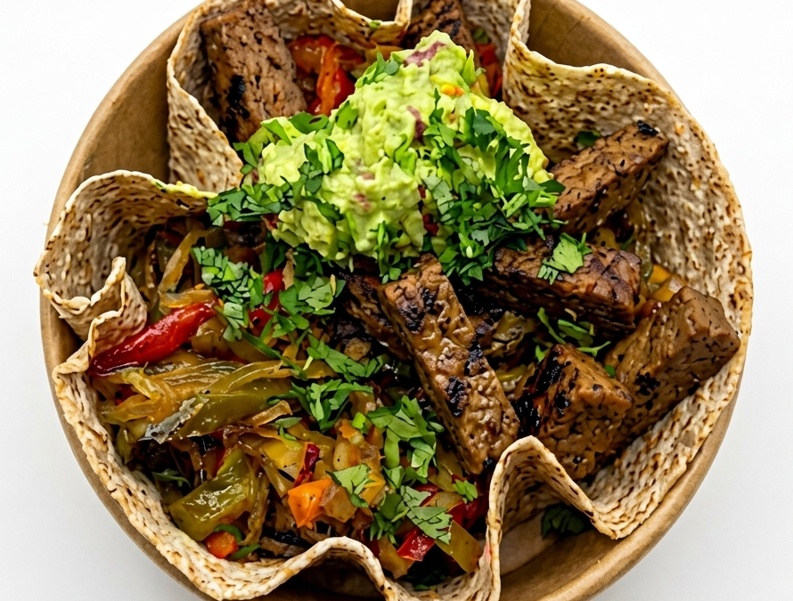 Fajitas seitán y guacamole