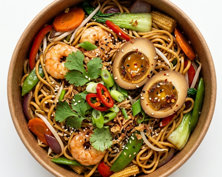 Fideos chinos con verduras