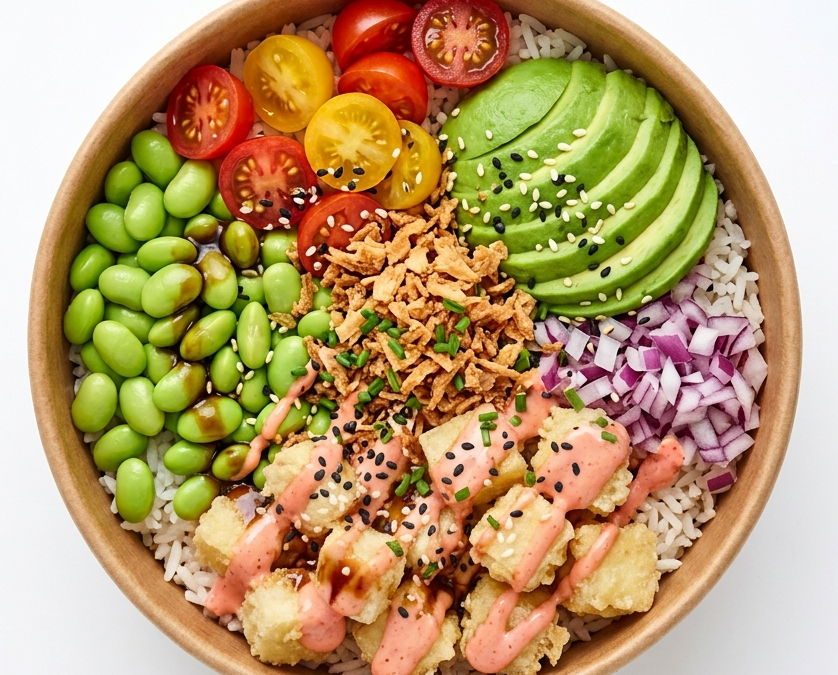 Poke de tempura de tofu